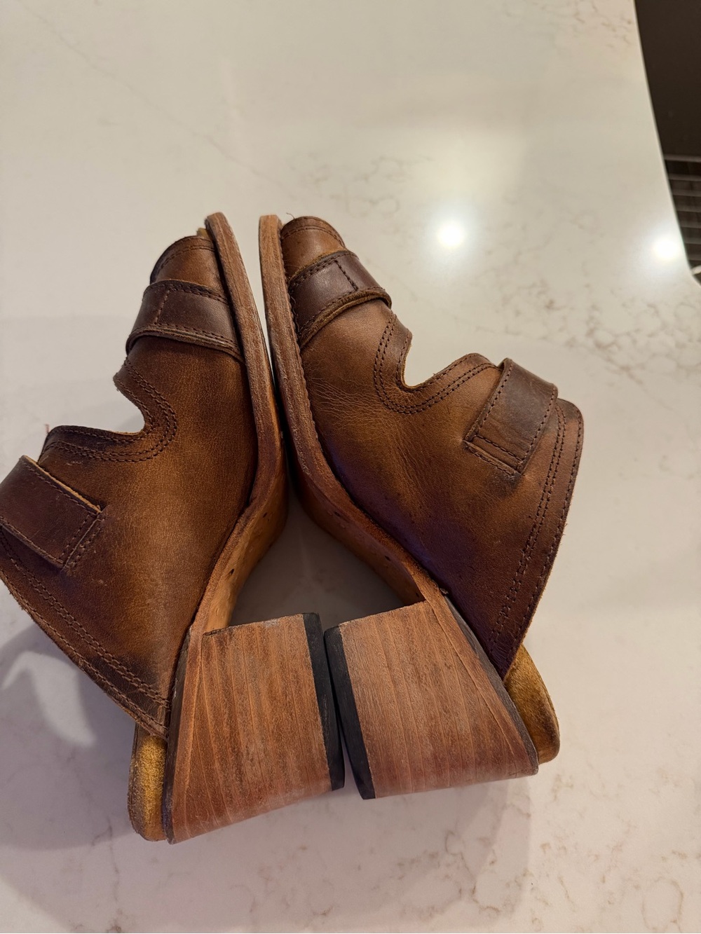 FREEBIRD by Steven Caprice Brown Leather Buckle Heeled Sandals Size 8 - Picture 8 of 8
